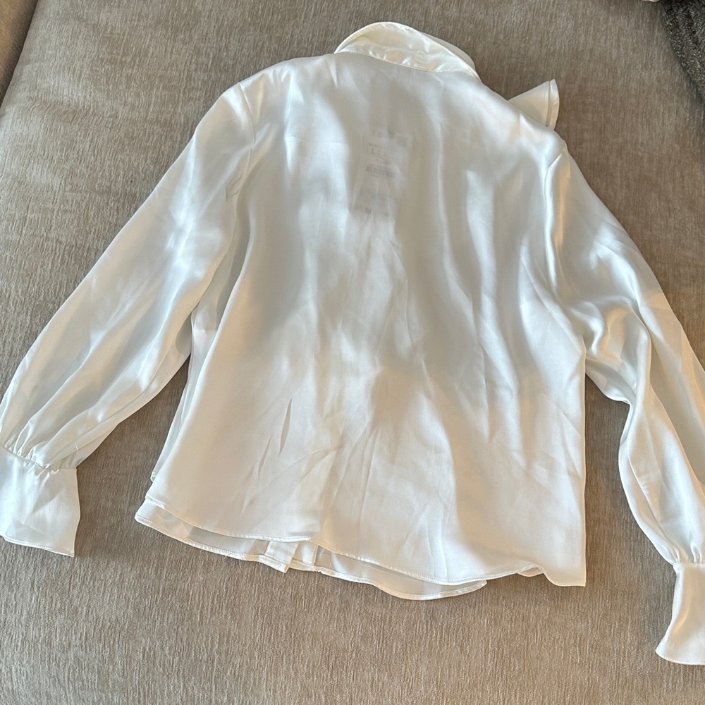 Zara White Ruffle Front Blouse - Picture 6 of 7